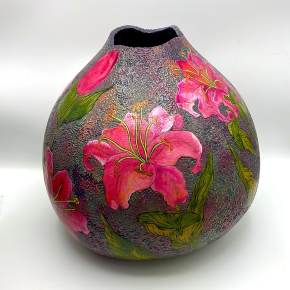 “StarGazer Lily Vase” Original Gourd Art Vessel / Vase Kristina Simkins ©2014 - Picture 5 of 17